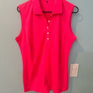 Sleeveless Polo Tank Top - Bright Pink